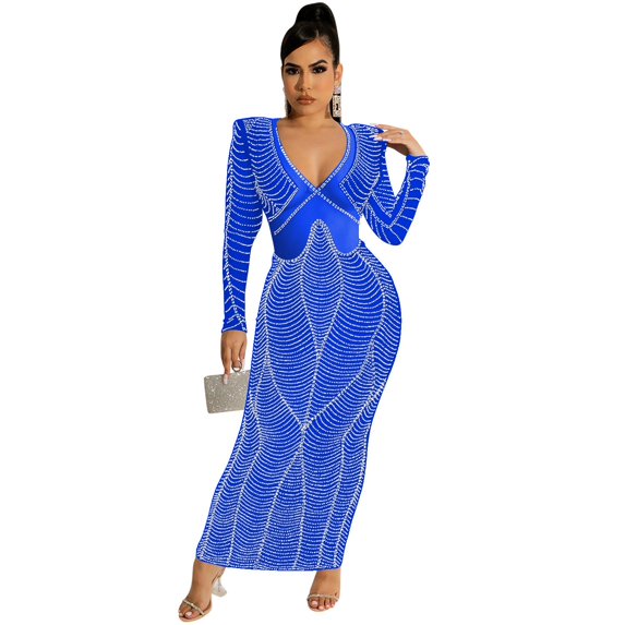 Scalded Mesh Long Dress