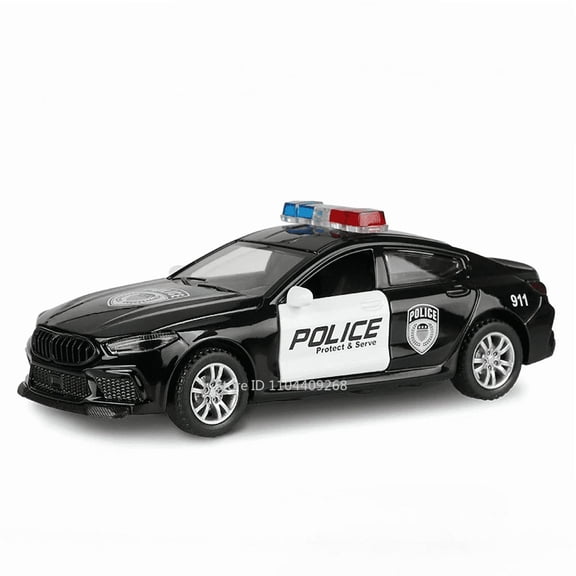 Scale 1:32 M8 Car Model Toy Diecast Alloy Doors Opened Music Light Pull Back Simulation Police Cars Toys  for Kids Presents