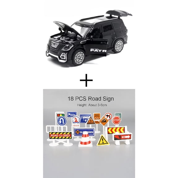 Scale 1:36 Patrol SUV Car Model Toy Alloy Body Rubber Tire 4 Doors Opened Pull Back Cross Country Cars Models Ornaments Gifts