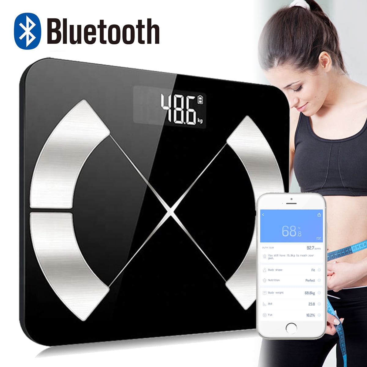 Body Fat Scale, ABLEGRID Digital Smart Bathroom Scale for Body Weight,  Large LCD