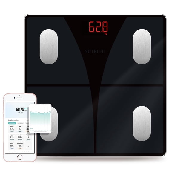 Scale for Body Weight and Fat Percentage, Digital Bathroom Smart Bluetooth Scale LED Display, 15 Body Composition Analyzer Baby Weight BMl Health Monitor Sync with App 400lbs - Black