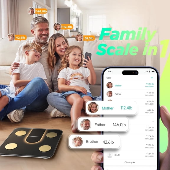 Scale for Body Weight, Smart Scale with 8-in-1 VA Display, High Precision Bathroom Digital Scale for Body Weight Heart Rate BMI Body Fat 22 Body Composition Sync APP