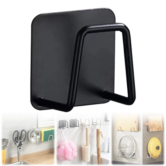 Scale Holder for Bathroom Wall, Weight Scale Holder for Wall, No Drill Self Adhesive Universal Bathroom Scale Body Weight Stand, Durable Metal Organizers for Kitchen, 1Pc(Black)