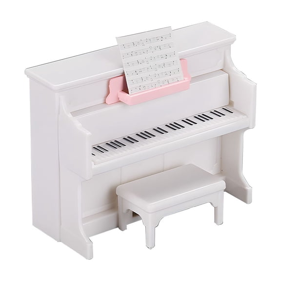 Scale Model Miniature Grand Piano Model, 3.3-Inch Scale Replica with Stool and Sheet Music for Display Decor Miniature Stool