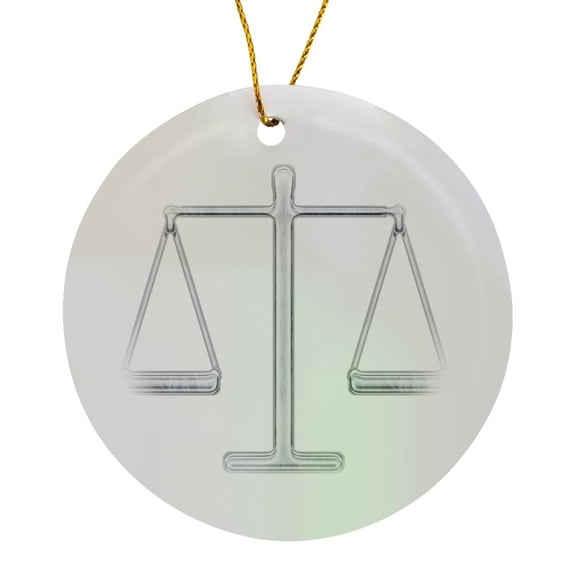 3drose, Scale of Justice (chrome), Circle Porcelain Ornament