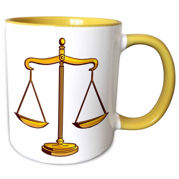 3drose, Scale of Justice Symbol (gold), 11oz Two-tone Yellow Mug