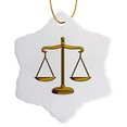 thumbnail image 1 of 3drose, Scale of Justice Symbol (gold), 3 inch Snowflake Porcelain Ornament, 1 of 7