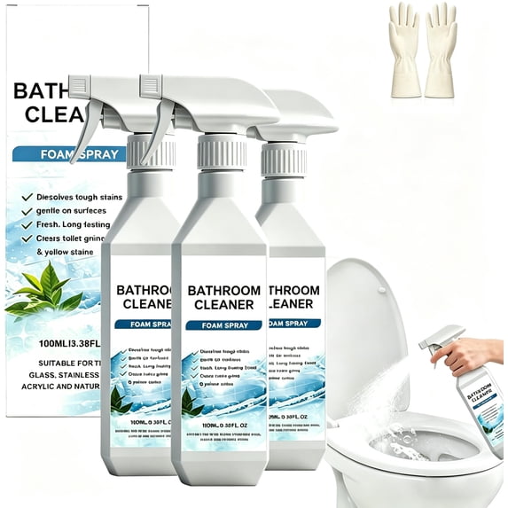 Scale Remover Bathroom Cleaner, 100ML/3.38FL.OZ Bathroom Cleaner Foam Spray for Tiles, Glass, Stainless Steel, and Toilet