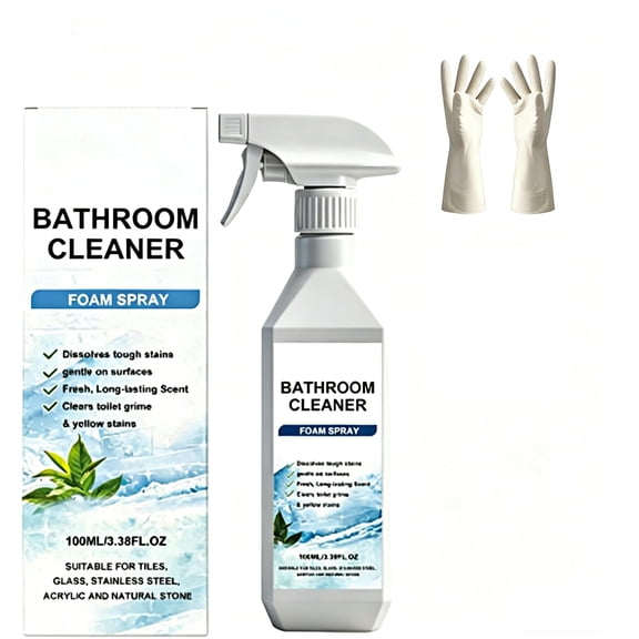 Scale Remover Bathroom Cleaner, 100ML/3.38FL.OZ Bathroom Cleaner Foam Spray for Tiles, Glass, Stainless Steel, and Toilet