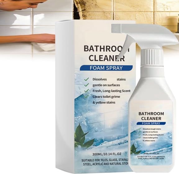 Scale Remover Bathroom Cleaner 300ML Foaming Descaler Aerosol Spray for Limescale and Soap Scum on Tiles Glass Stainless Steel and Natural Stone