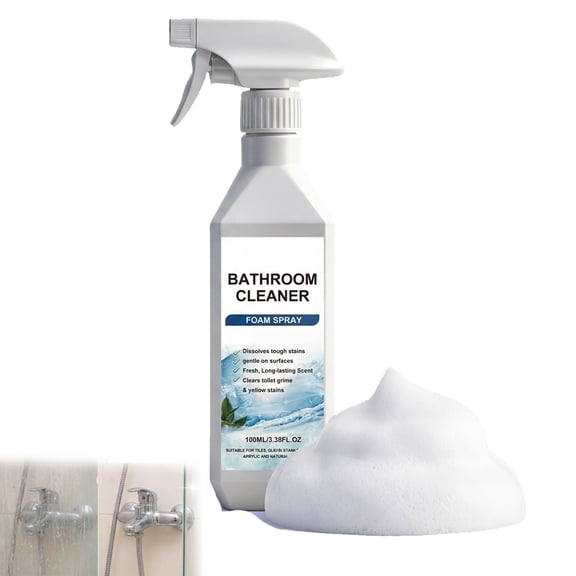 Scale Remover Bathroom Cleaner,Bathroom Descaler Foam Cleaner Spray,100ML Multi-Surface For Tiles, Glass, Stainless, Steel, Sinks