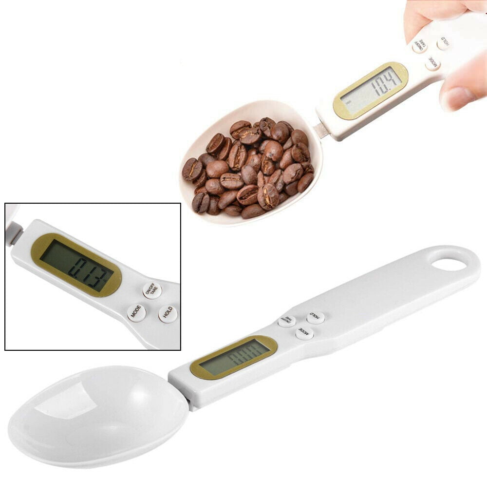 Scale Spoon Gram Measuring Spoon, Kitchen Digital Weight Scale Spoon  Milligram Measuring Scoop Grams Electronic Measuring Cup for Portioning Tea  Flour Spices Medicine White 