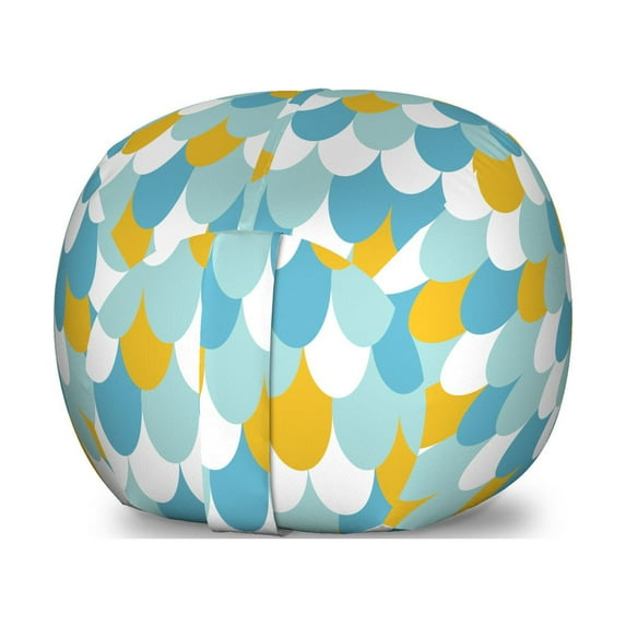 Scale Storage Toy Bag Chair, Funny Simple Colorful Mermaid Tail Fish Skin Pattern, Stuffed Animal Organizer Washable Bag, Small Size, Multicolor, by Ambesonne