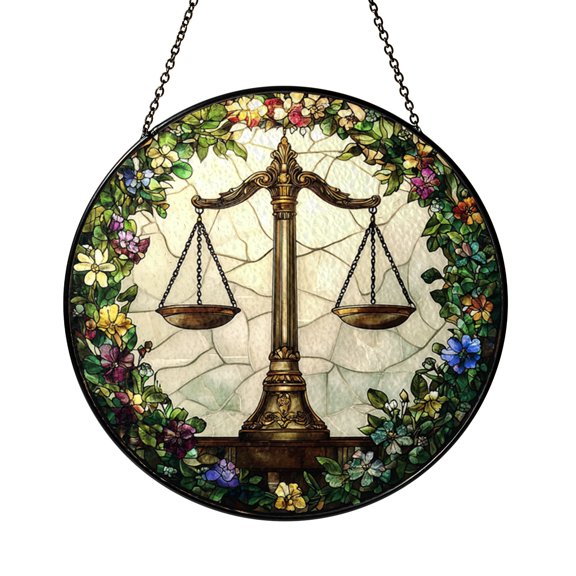 Scale Symbol Window Hanging – Stained Glass Style Decorative Art