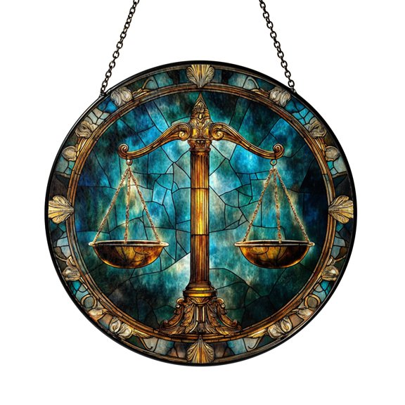 Scale Symbol Window Hanging – Stained Glass Style Night Sky Art