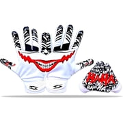 Scale Wear Design Grin Reaper Football Receiver Gloves - Tacky Sticky Grip Skin Tight Adult Pro Elite Super Performance Youth Man Boy Men Sizes Joker White, Adult 2XL
