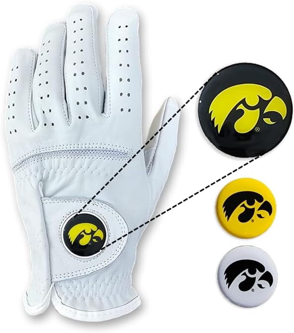 Scale Wear Design Hawkeyes Golf Glove with Markers – University of Iowa Golf Gloves with 3 Magnetic Ball Markers, Right Hand and Left Hand, Youth Boys, Men's