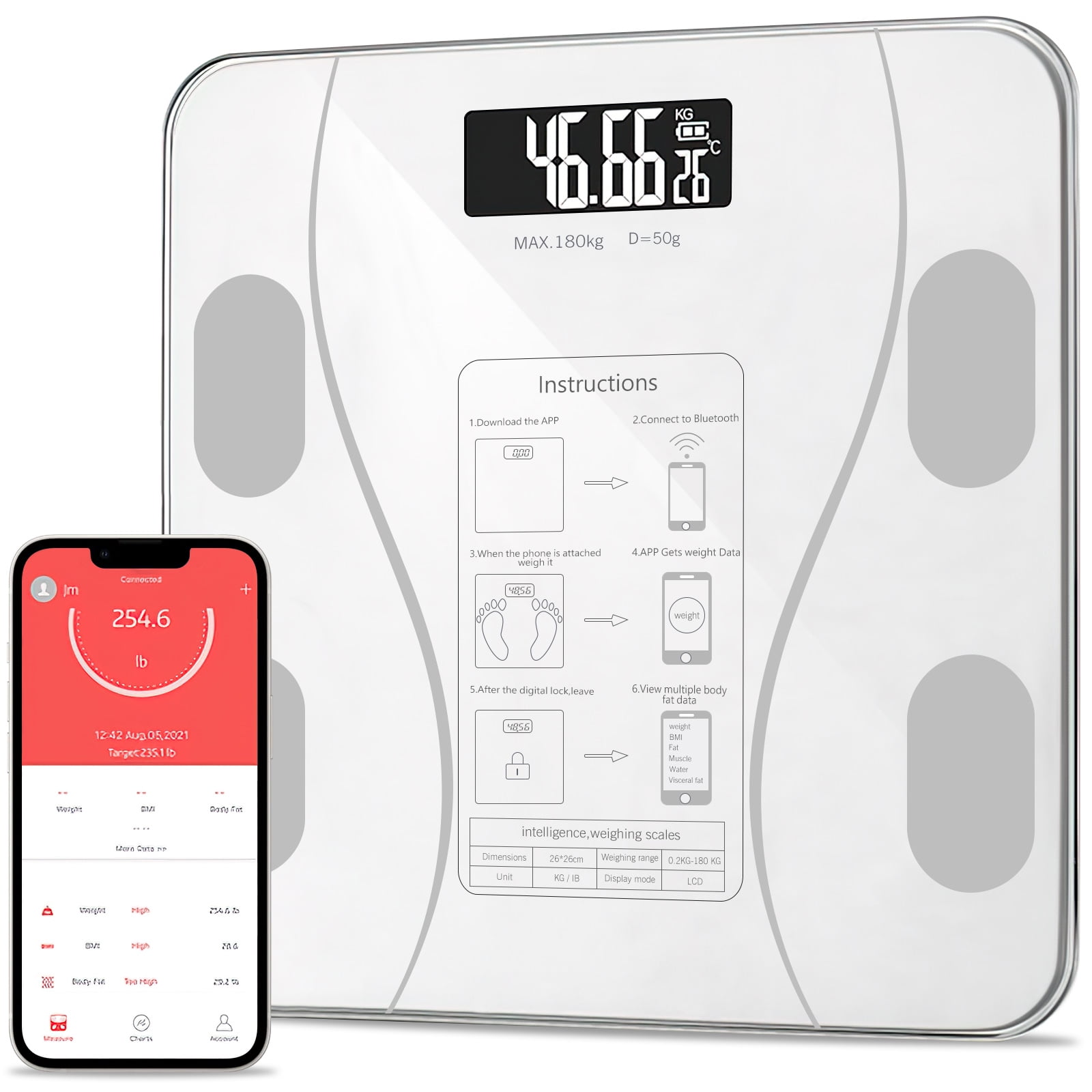 Vitafit Smart Body Fat Weight Scale for Body Composition Monitors, Weighing  Professional Since 2001,Digital Wireless Bathroom Scale for BMI Fat Water