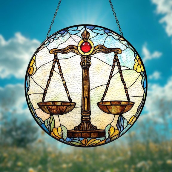 Scale of Justice Stained Glass, Lawyer Glass Suncatcher, Gift for Lawyer, Scale of Justice Hanging, New Lawyer Gift, Law Graduation Gift