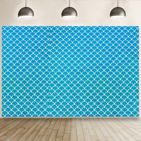 Scales Background Fabric 39.4x59 inch Pale Turquoise Hologram No Stretch Sparkly Sea Color Birthday Photography Background Cake