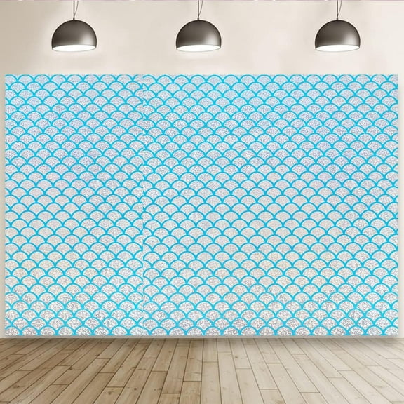 Scales Background Fabric 39.4x59 inch Silver AB Color otogray Backdrop Light Blue No Stretch Hologram Fish Scale Girl Princess Party Cake Table Decor Banner Deep Sky Blue