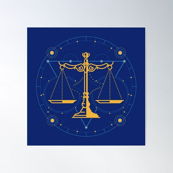Scales Futuristic Element, Libra Astrology Poster Wall Art, Modern Wall Decor For Living Room Bedroom, 17x17 UNFRAMED