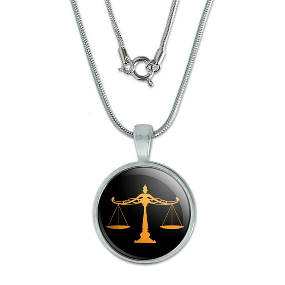 Scales Of Justice Legal Lawyer 0.75" Pendant with Sterling Silver Plated Chain