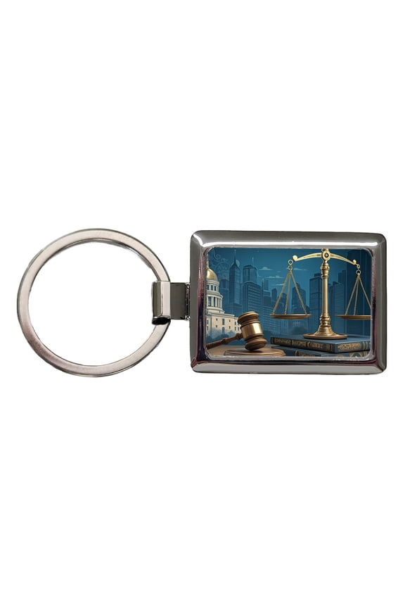 Scales Of Justice Legal Lawyer Judge Metal Rectangle Keychain