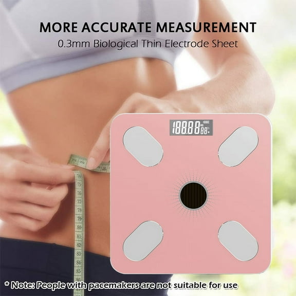 Scales for Body Weight, Digital Bathroom Scales with Smartphone App, High Precision Body Weight Scale with LED Display(Pink)
