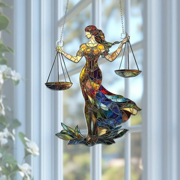 Scales of Justice Acrylic Suncatcher, Window Art for Office or Home, Law Theme Decor
