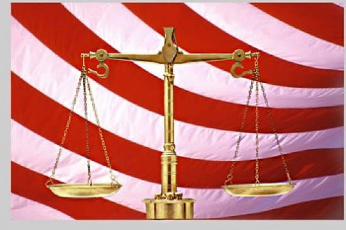 Scales of Justice American Flag Canvas Art - Panoramic Images (18 x 12)