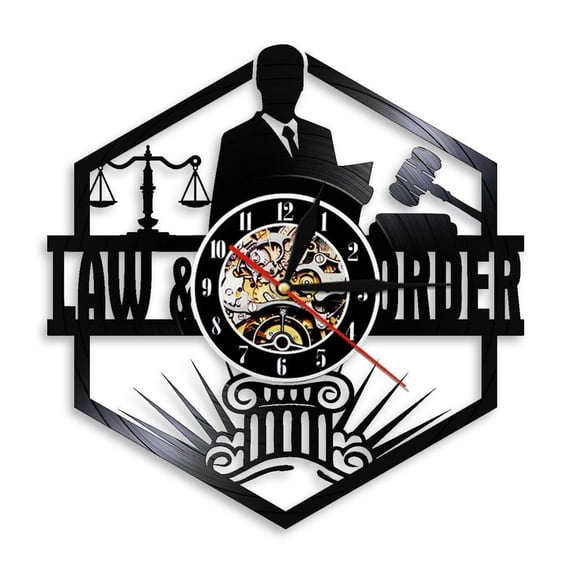 Scales of Justice Lawyer Office Courtroom Decor Attorney Wall Clock Lawyer Vinyl Record Wall Clock Law Order Pass the Bar Gift Without LED