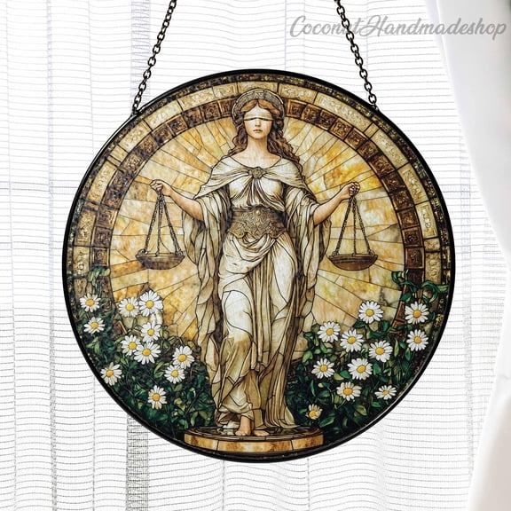 Scales of Justice Suncatcher - Window Hanging,Stained Glass Style,Legal Decor,Lawyer Gift, Law School Grad,Window Ornament