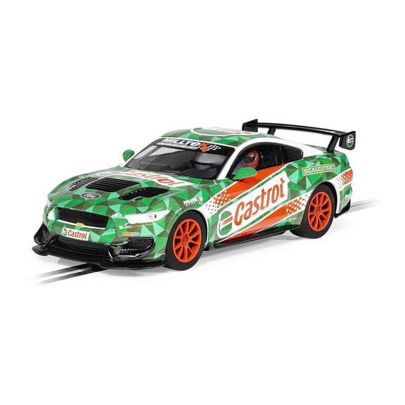 Scalextric Ford Mustang GT4 Castrol 1:32 Drift 360 Guideblade Slot Race Car C4327