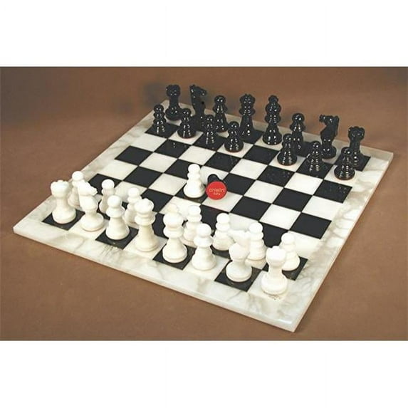 Scali MF1BK Alabaster Chess Set - Black-White with White Frame