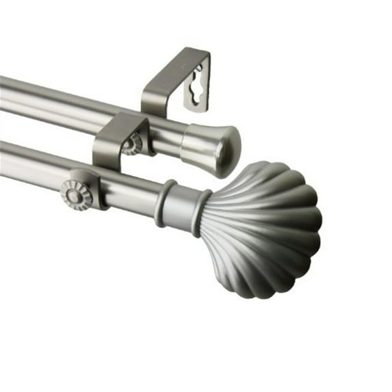Scallop 13/16" Double Curtain Rod-Color:Satin Nickel,Size:120-170"