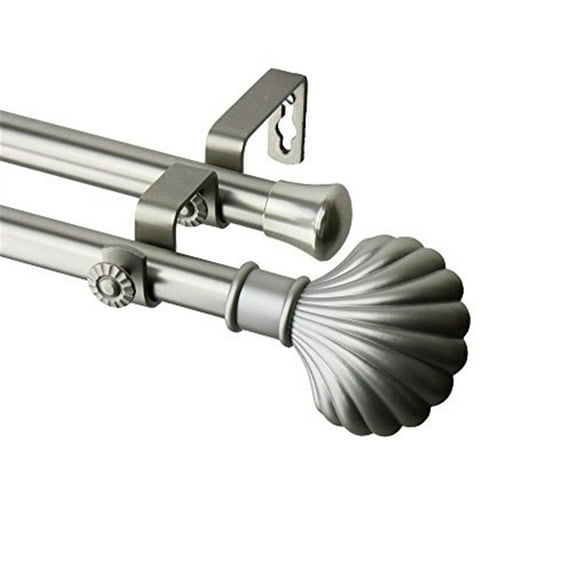 Scallop 13/16" Double Curtain Rod-Color:Satin Nickel,Size:28-48"