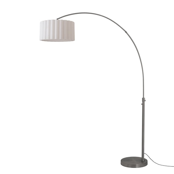 Scallop 92" Arc Lamp - Black Nickel Steel Base White Linen Shade Dimmable Bulb Included