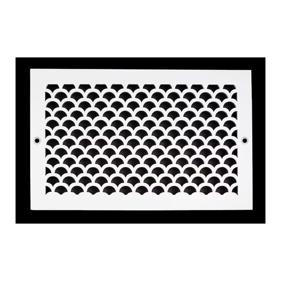 Scallop BASEBOARD 8"x14" Duct opening Solid Cast Aluminum Grill Vent Cover | Powder Coated| (Overall 10"x16")