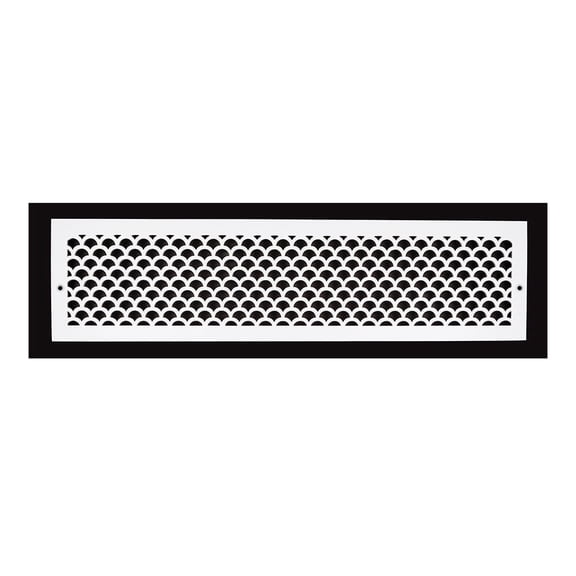Scallop BASEBOARD 8"x30" Duct opening Solid Cast Aluminum Grill Vent Cover | Powder Coated| (Overall 10"x32")