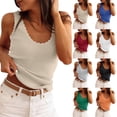 thumbnail image 1 of Scallop Edge Ribbed Tank Tops for Women, Sleeveless Scoop Neck Camisole with Stretchy Knit Fabric - Slim Fit Basic Summer Layering Vest Top Black L, 1 of 7