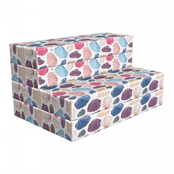 Scallop Foldable Mattress, Hand Drawn Colorful Shells, 74.8" x 39.4", Multicolor, by Ambesonne