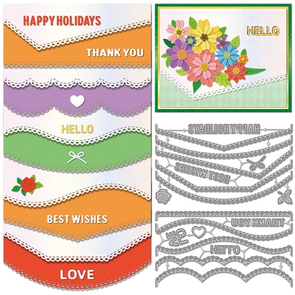 Scallop Lace Borders Cutting Dies for Card Making Flowers Leaves Die Cuts Best Wish Greeting Metal Die Cut Dies for Embossing Photo Album Craft Decor