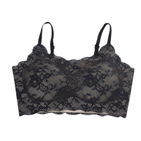 Scallop Lace Bras for Womens，Womens Sexy 18 Hour Full-Coverage Bra One Piece Seamless Bras No Underwire Full Coverage Shelf Bralettes Wireless Everyday Seamless Bralette