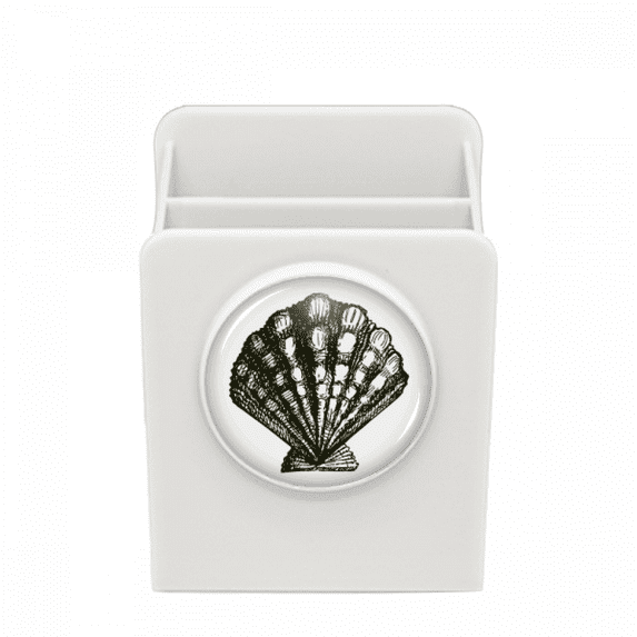 Scallop Marine Life Black Illustration Desk Pencil Holder Cup Pen Organizer
