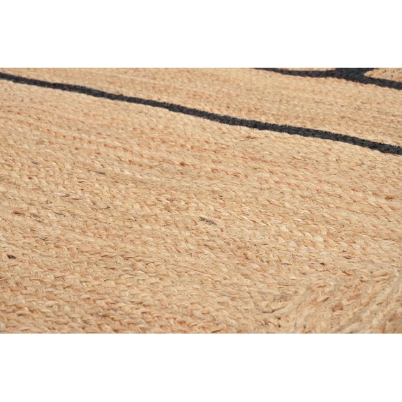 Scallop Pattern Jute Bohemian Area Rug, Black, 2'x3'