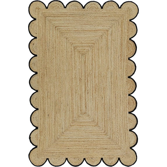 Scallop Pattern Jute Bohemian Area Rug