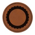 thumbnail image 1 of Scallop Round Frame 2.5" Faux Leather Round Engraved Iron-On Patch - Brown, 1 of 6