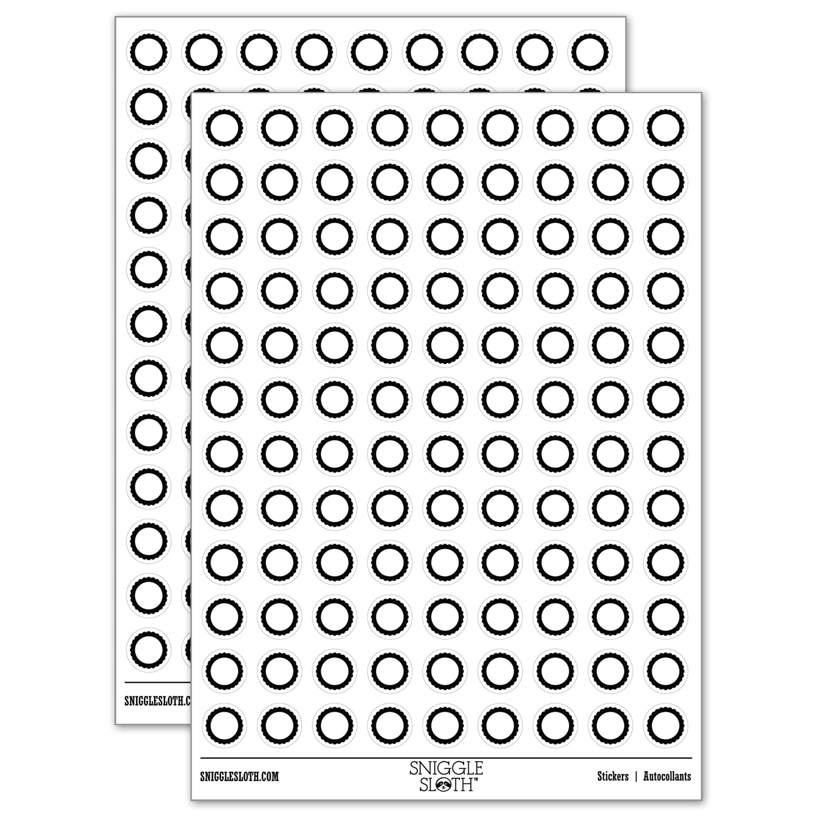 Scallop Round Frame 200+ Round Stickers - White - Gloss Finish - 0.50 ...