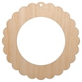 thumbnail image 1 of Scallop Round Frame Wood Holiday Christmas Tree Ornament Unfinished DIY Pre-Drilled Craft, 1 of 7